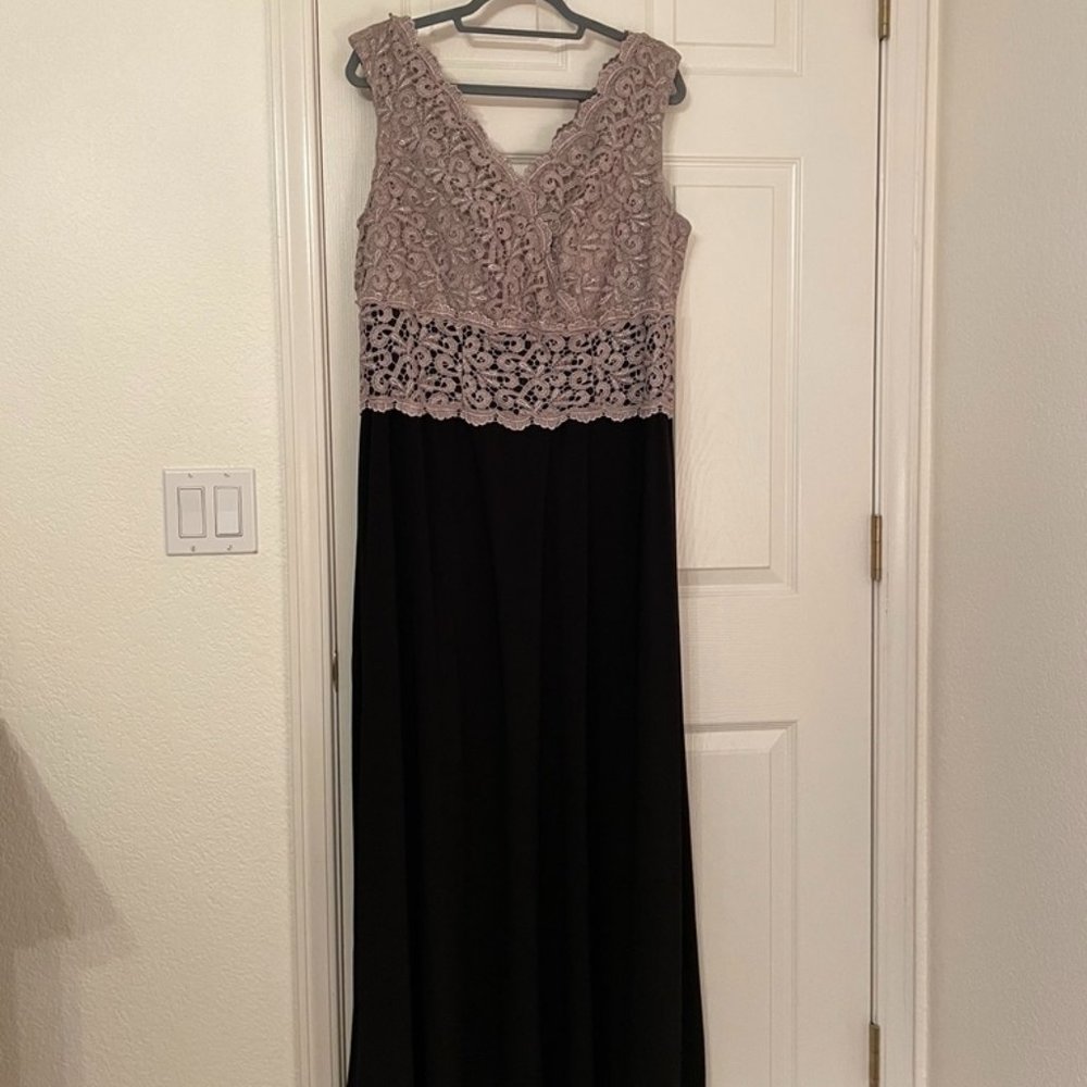 Woman's 18W Coldwater Creek Black & Champagne Gown EUC